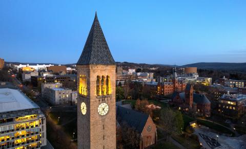 McGraw Tower in the evening.